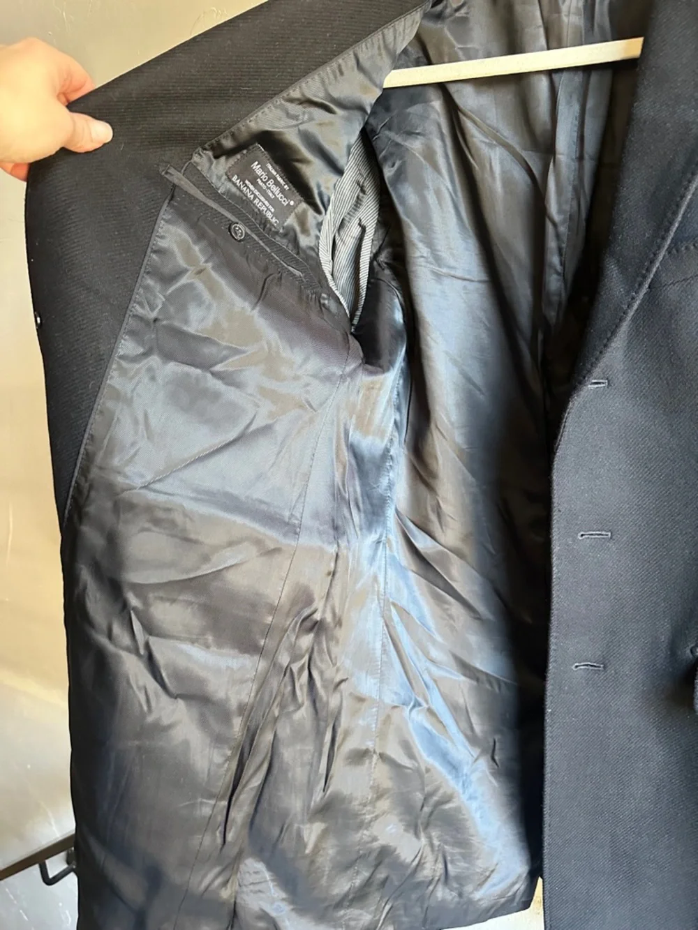 Banana Republic Italian Wool Blazer‎ Black Minimalist Tailored Coat M Business